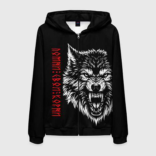 Мужская толстовка на молнии Волк - помни свои корни / 3D-Черный – фото 1