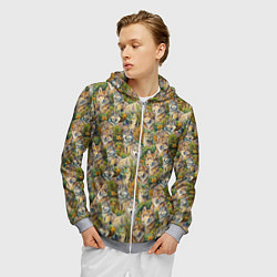 Толстовка 3D на молнии мужская Паттерн волчьих морд, цвет: 3D-меланж — фото 2