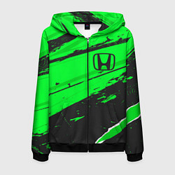 Толстовка 3D на молнии мужская Honda sport green, цвет: 3D-черный