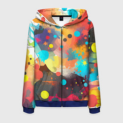 Толстовка 3D на молнии мужская Акварельная абстракция - нейросеть, цвет: 3D-синий