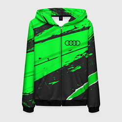 Толстовка 3D на молнии мужская Audi sport green, цвет: 3D-черный