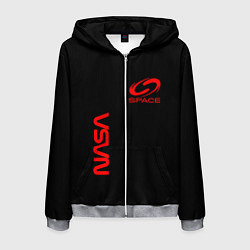 Мужская толстовка на молнии Nasa space red logo