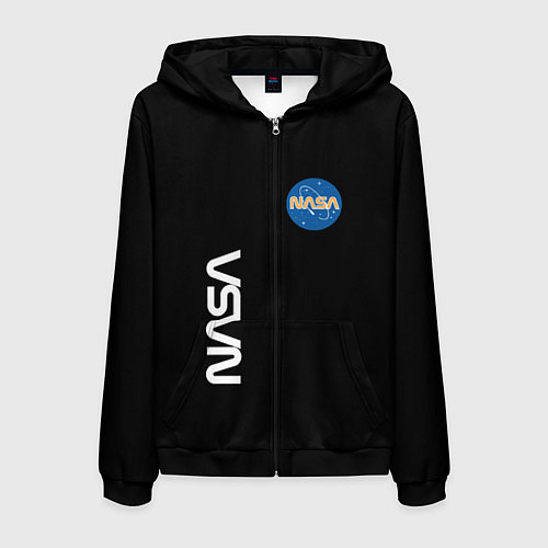 Мужская толстовка на молнии NASA logo usa space / 3D-Черный – фото 1