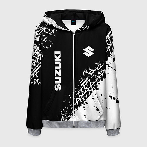 Мужская толстовка на молнии Сузуки: следы от шин / 3D-Меланж – фото 1