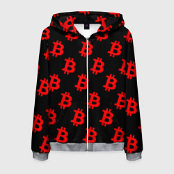 Мужская толстовка на молнии Bitcoin red logo money