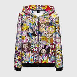 Мужская толстовка на молнии Right now NewJeans and Takashi Murakami