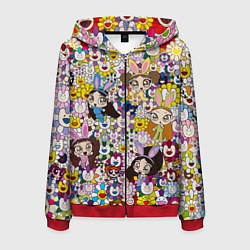 Мужская толстовка на молнии Right now NewJeans and Takashi Murakami