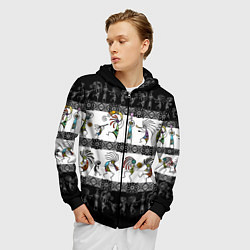 Толстовка 3D на молнии мужская Кокопелли - боги индейцев хайда, цвет: 3D-черный — фото 2