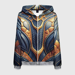 Мужская толстовка на молнии Темная кожаная броня с желтой оплеткой