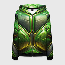 Мужская толстовка на молнии Объемная зеленая текстурная кожа