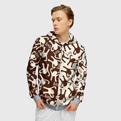 Толстовка 3D на молнии мужская Ъуъ съука mem retro, цвет: 3D-меланж — фото 2