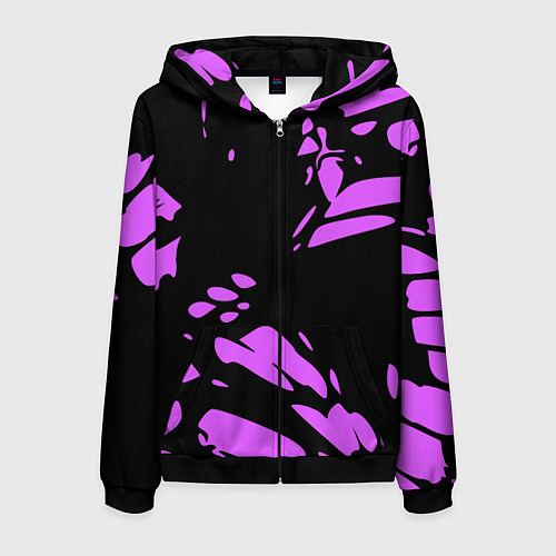 Мужская толстовка на молнии Фиолетовая абстракция / 3D-Черный – фото 1