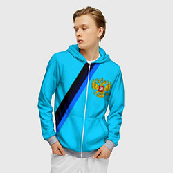 Толстовка 3D на молнии мужская Россия спортивная геометрия, цвет: 3D-меланж — фото 2