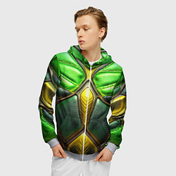 Толстовка 3D на молнии мужская Зеленый текстурный костюм из кожи, цвет: 3D-меланж — фото 2