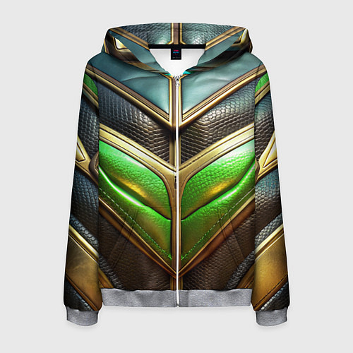 Мужская толстовка на молнии Футуристичная объемная текстура из кожи / 3D-Меланж – фото 1