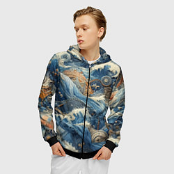 Толстовка 3D на молнии мужская Абстрактная композиция - нейросеть, цвет: 3D-черный — фото 2