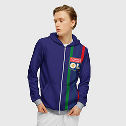 Толстовка 3D на молнии мужская Olympique lyonnais, цвет: 3D-меланж — фото 2