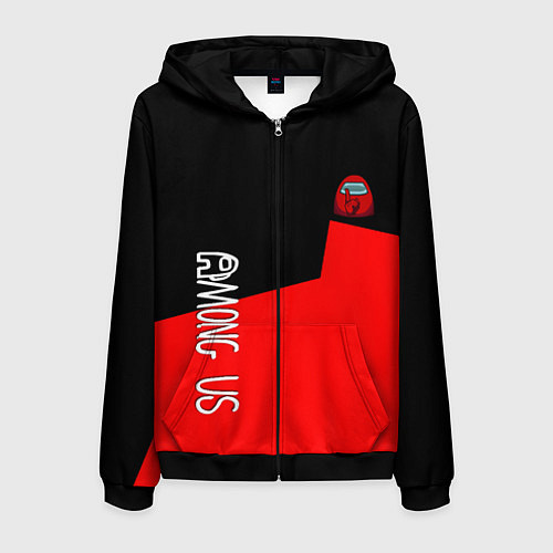 Мужская толстовка на молнии Амонг ас геометрия красный / 3D-Черный – фото 1