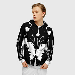 Толстовка 3D на молнии мужская Тест Роршаха - психоделика, цвет: 3D-белый — фото 2