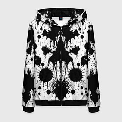 Толстовка 3D на молнии мужская Psychedelic Rorschach test - ai art, цвет: 3D-черный