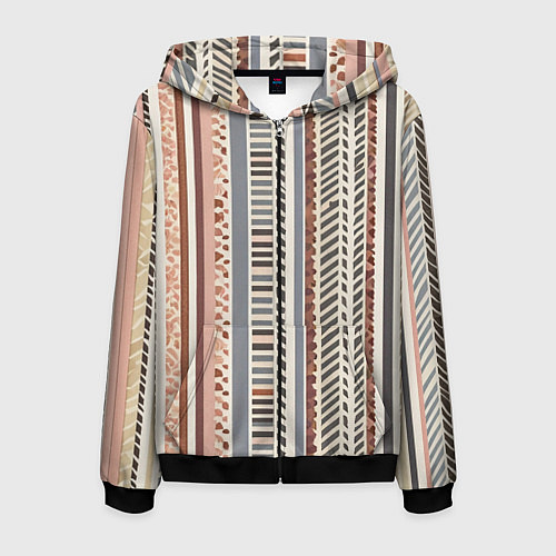 Мужская толстовка на молнии Тканевый полосатый фон векторной текстуры / 3D-Черный – фото 1