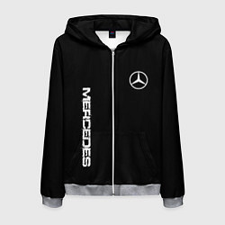 Толстовка 3D на молнии мужская Mercedes benz logo white auto, цвет: 3D-меланж