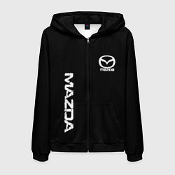 Толстовка 3D на молнии мужская Mazda white logo, цвет: 3D-черный