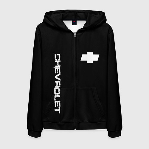 Мужская толстовка на молнии Chevrolet white logo auto / 3D-Черный – фото 1