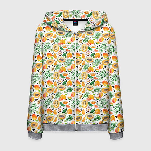Мужская толстовка на молнии Акварельные тропические фрукты / 3D-Меланж – фото 1