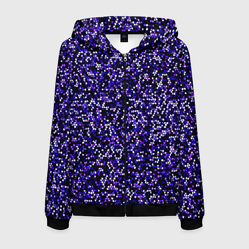 Мужская толстовка на молнии Мелкая мозаика паттерн фиолетовый / 3D-Черный – фото 1