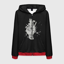 Толстовка 3D на молнии мужская Глаза и дым, цвет: 3D-красный