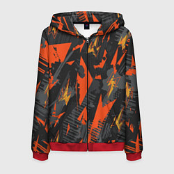 Толстовка 3D на молнии мужская Яркий абстрактный узор для спорта, цвет: 3D-красный