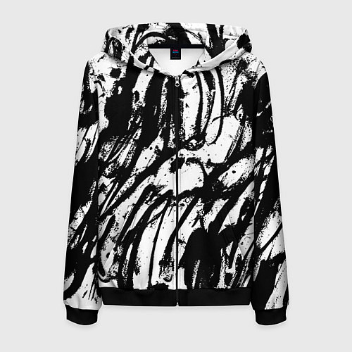 Мужская толстовка на молнии Чёрно-белая абстракция: нейросеть / 3D-Черный – фото 1