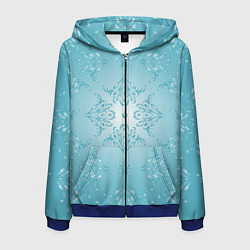 Толстовка 3D на молнии мужская Векторные узоры на нежно-бирюзовом фоне, цвет: 3D-синий