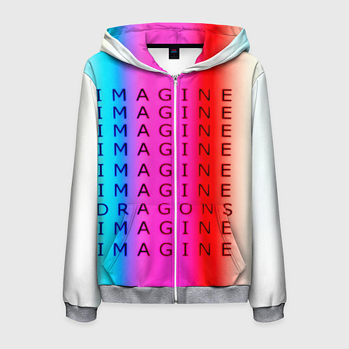 Мужская толстовка на молнии Imagine Dragons neon rock / 3D-Меланж – фото 1