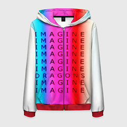 Толстовка 3D на молнии мужская Imagine Dragons neon rock, цвет: 3D-красный