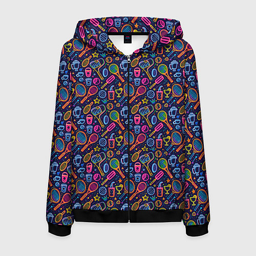 Мужская толстовка на молнии Яркий неоновый принт спортивный / 3D-Черный – фото 1