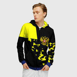 Толстовка 3D на молнии мужская Россия имперский стиль пиксели, цвет: 3D-синий — фото 2