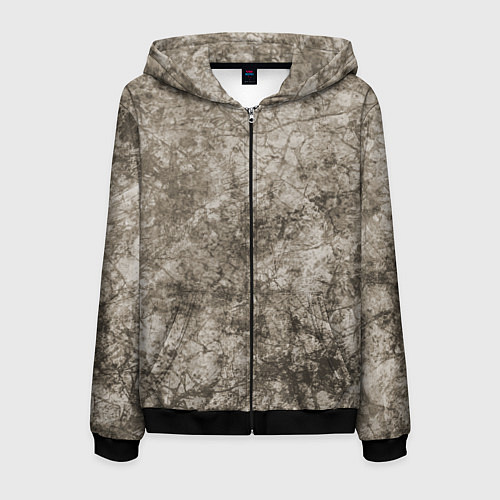 Мужская толстовка на молнии Абстракция - серый грязный гранж / 3D-Черный – фото 1