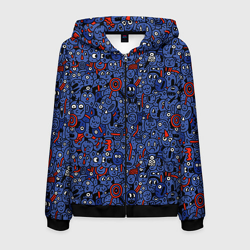 Мужская толстовка на молнии Человечки панки / 3D-Черный – фото 1