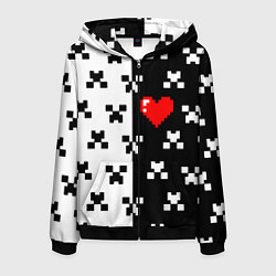Толстовка 3D на молнии мужская Minecraft pattern love, цвет: 3D-черный