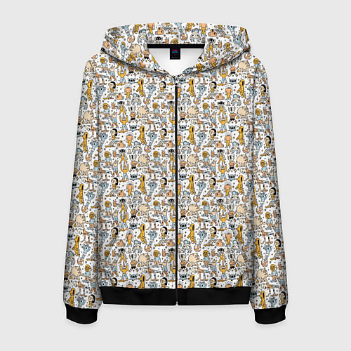 Мужская толстовка на молнии Человечки и монстры / 3D-Черный – фото 1