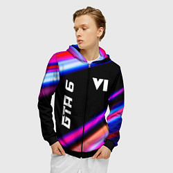Толстовка 3D на молнии мужская GTA 6 speed game lights, цвет: 3D-черный — фото 2