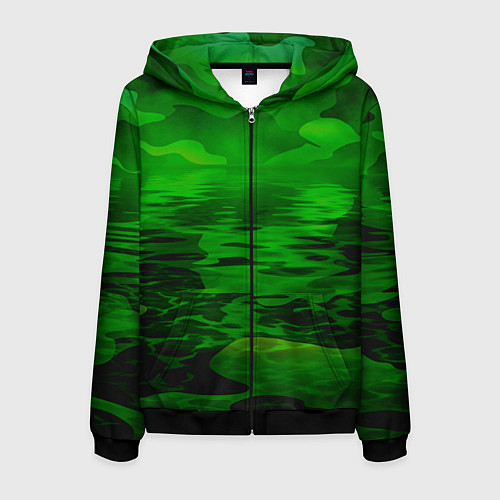 Мужская толстовка на молнии Камуфляж с водой / 3D-Черный – фото 1