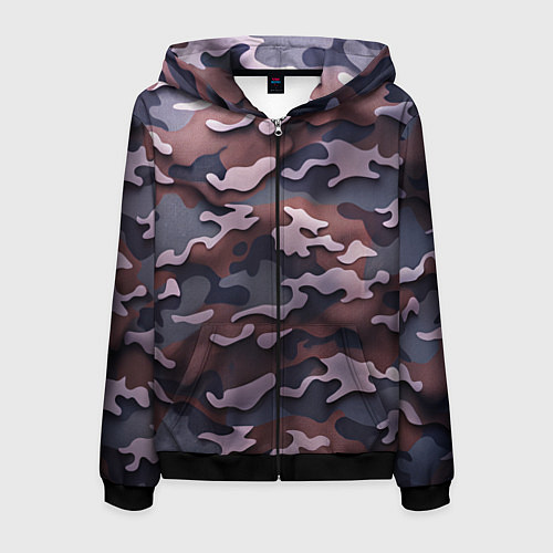 Мужская толстовка на молнии Камуфляж-грязь / 3D-Черный – фото 1