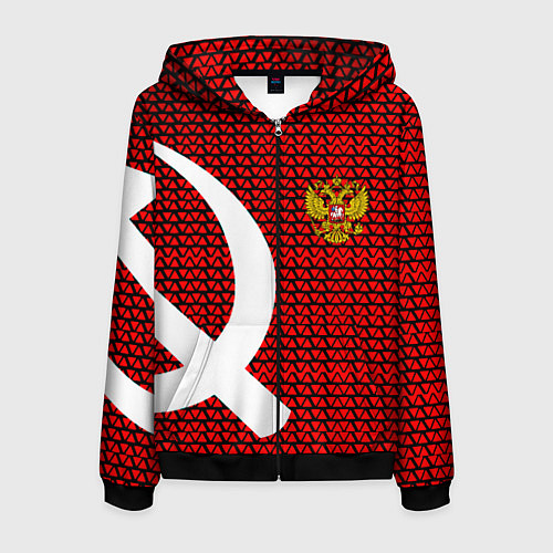 Мужская толстовка на молнии РФ стиль СССР / 3D-Черный – фото 1