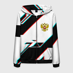 Мужская толстовка на молнии Россия спортивная геометрия глитч