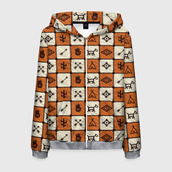 Толстовка 3D на молнии мужская Племенной цветной паттерн, цвет: 3D-меланж