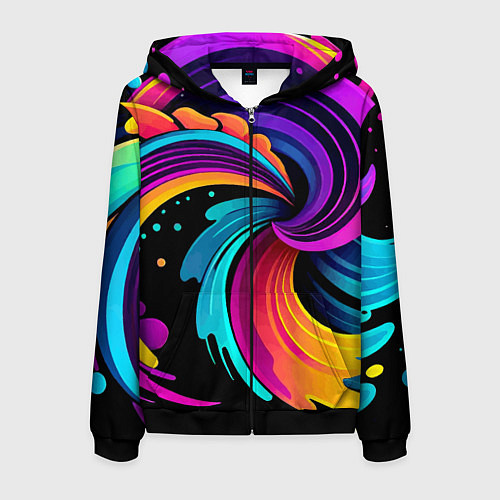 Мужская толстовка на молнии Яркая красочная абстракция - нейроарт / 3D-Черный – фото 1
