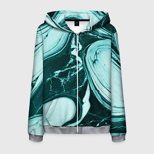 Мужская толстовка на молнии Бирюзовый мрамор / 3D-Меланж – фото 1